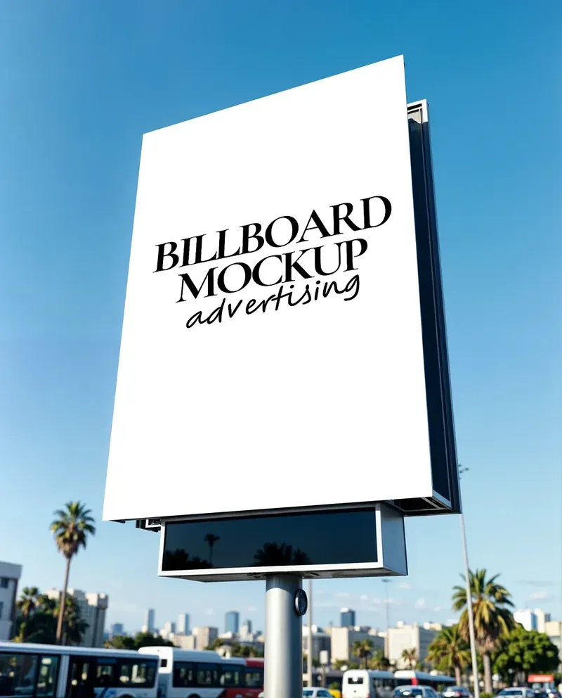 Outdoor advertising billboard mockup in a city setting